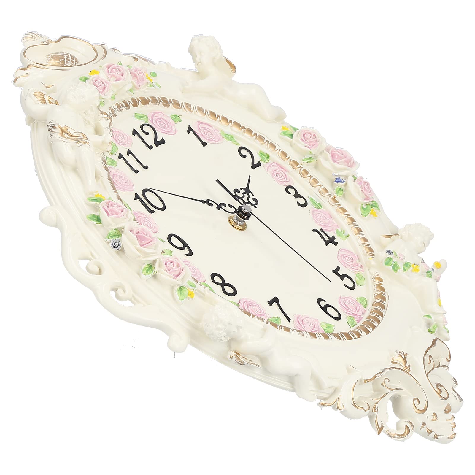 Wanduhr, Elegante, Stumme Wanduhr Im Europäischen Stil für Wohnzimmer, Büro, Kunstharz, 39 X 31,5 cm