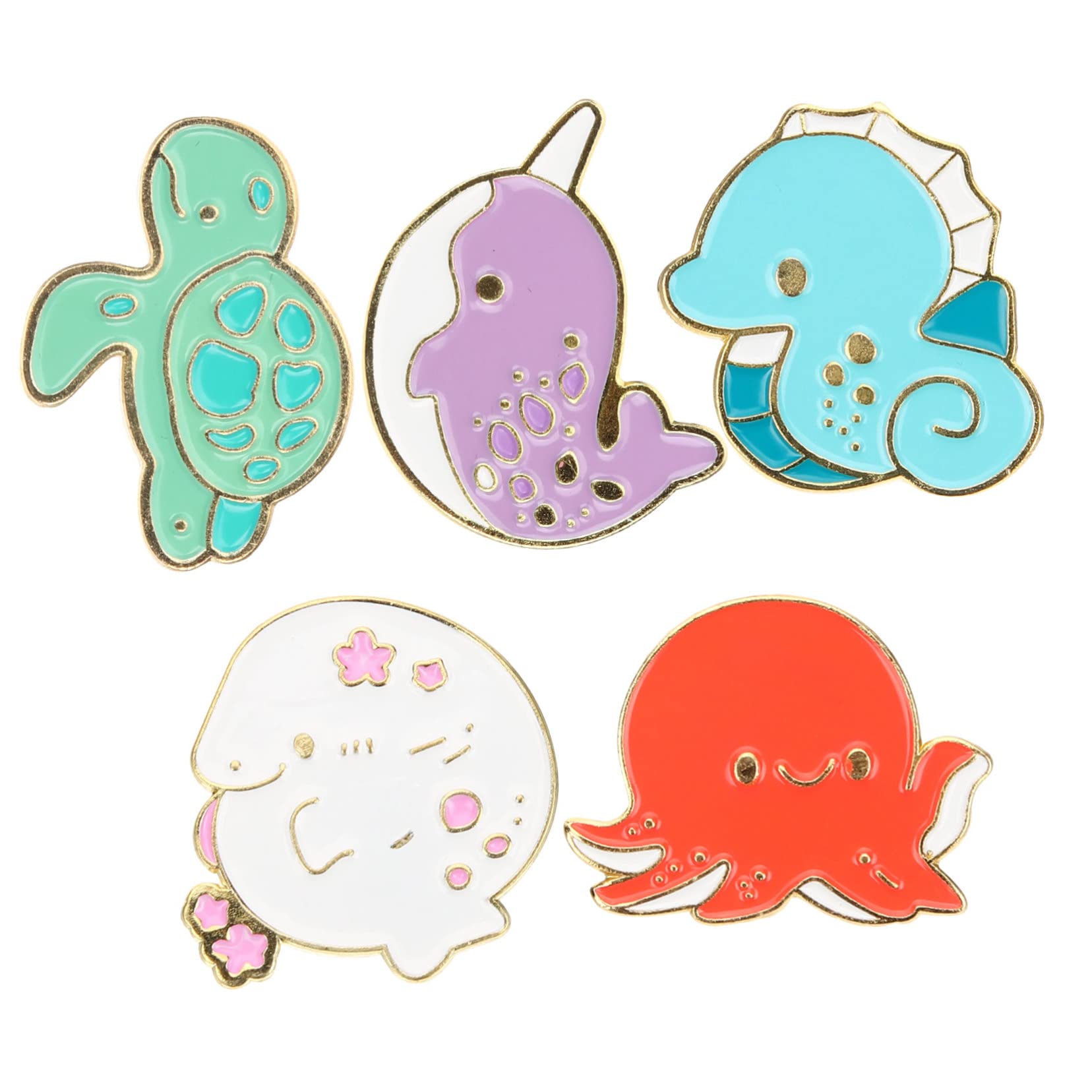 5 Sätze Teiliges Emaille Broschen Mit Maritimen Tieren Cartoon Anstecker Für Kleidung Taschen Jacken Stilvolle Dekoration 5 Stücke * 5