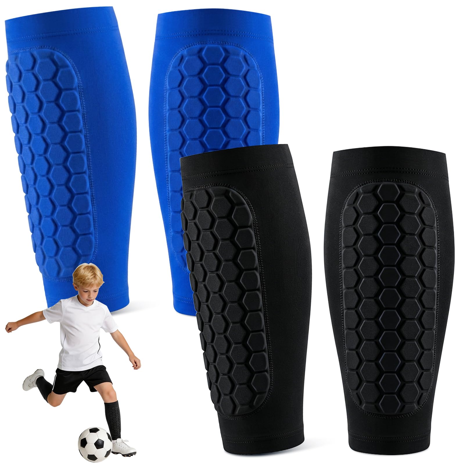 Kiiwah 2 Stück 2026 Neu Schienbeinschoner Kinder Fußball Pro Waben-Stoßdämpfung, Atmungsaktiv rutschfest Schienbeinschoner Fußball Herren Fußballausrüstung für Jungen Mädchen Erwachsene