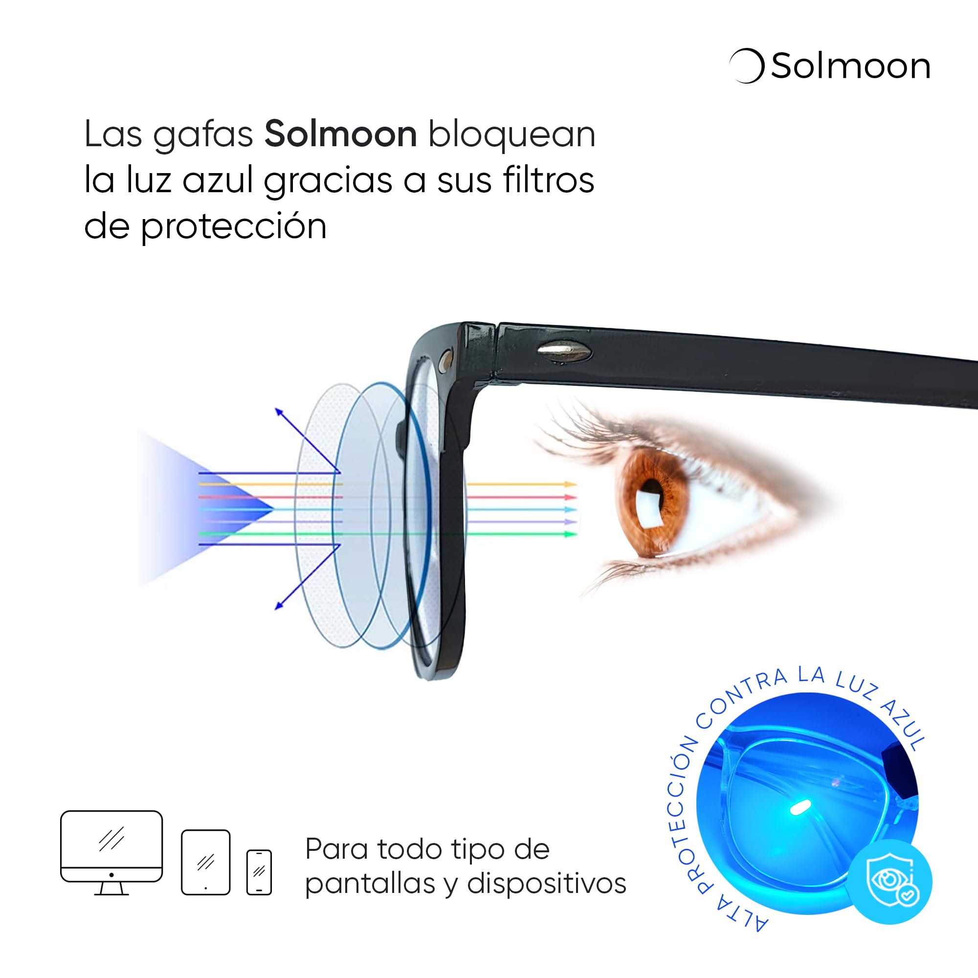 Solmoon Gafas Filtro Luz Azul Unisex, Antifatiga y Anti-Azules para Gaming y Lectura, Lentes Antireflejo, Reducen Fatiga Visual