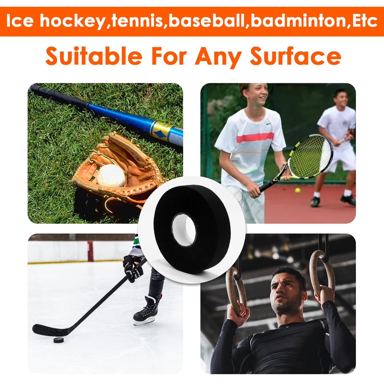 Ruban adhésif pour bâton de Hockey sur Glace, Ruban antidérapant de 25 m, Ruban adhésif pour Sport,Bande Auto agrippante,Ruban adhésif pour bâton de Badminton avec 1 Paire de Ciseaux