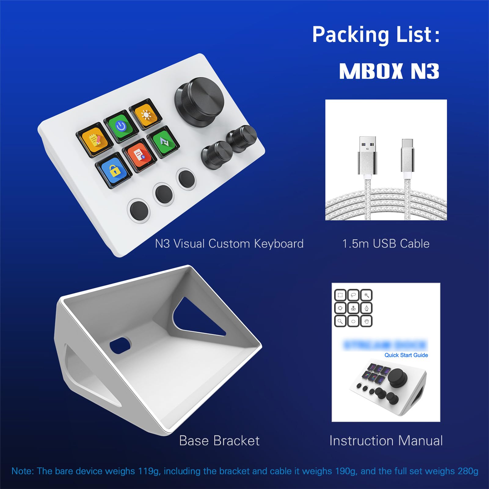 Asixxsix Controller Streaming Deck, 6 Tasti LCD Personalizzati, 3 Manopole, 3 Pulsanti di Scena, Attiva Azioni Nelle App con Personalizzazione Visiva, per Streamer, Giochi (WHITE)
