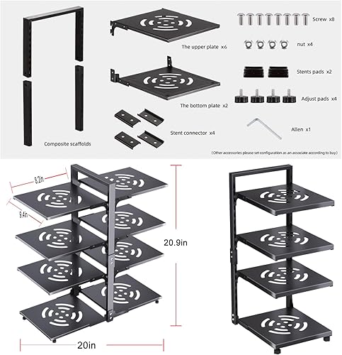 Miniatura 4 de Organizador de sartenes de 8 niveles para gabinete, organizador de ollas y sartenes a presión debajo del gabinete, adecuado para almacenamiento de
