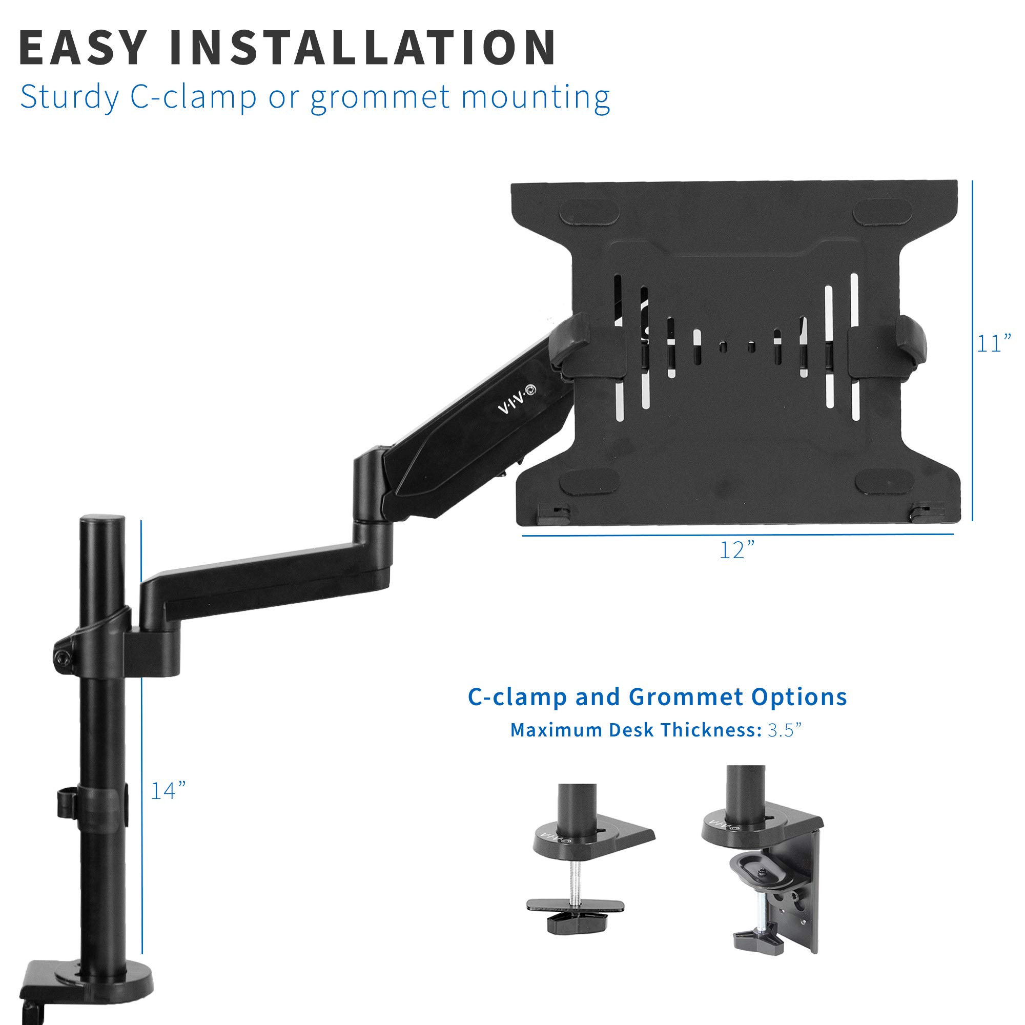 VIVO Universal Adjustable 10 to 15.6 inch Laptop Holder Desk Mount