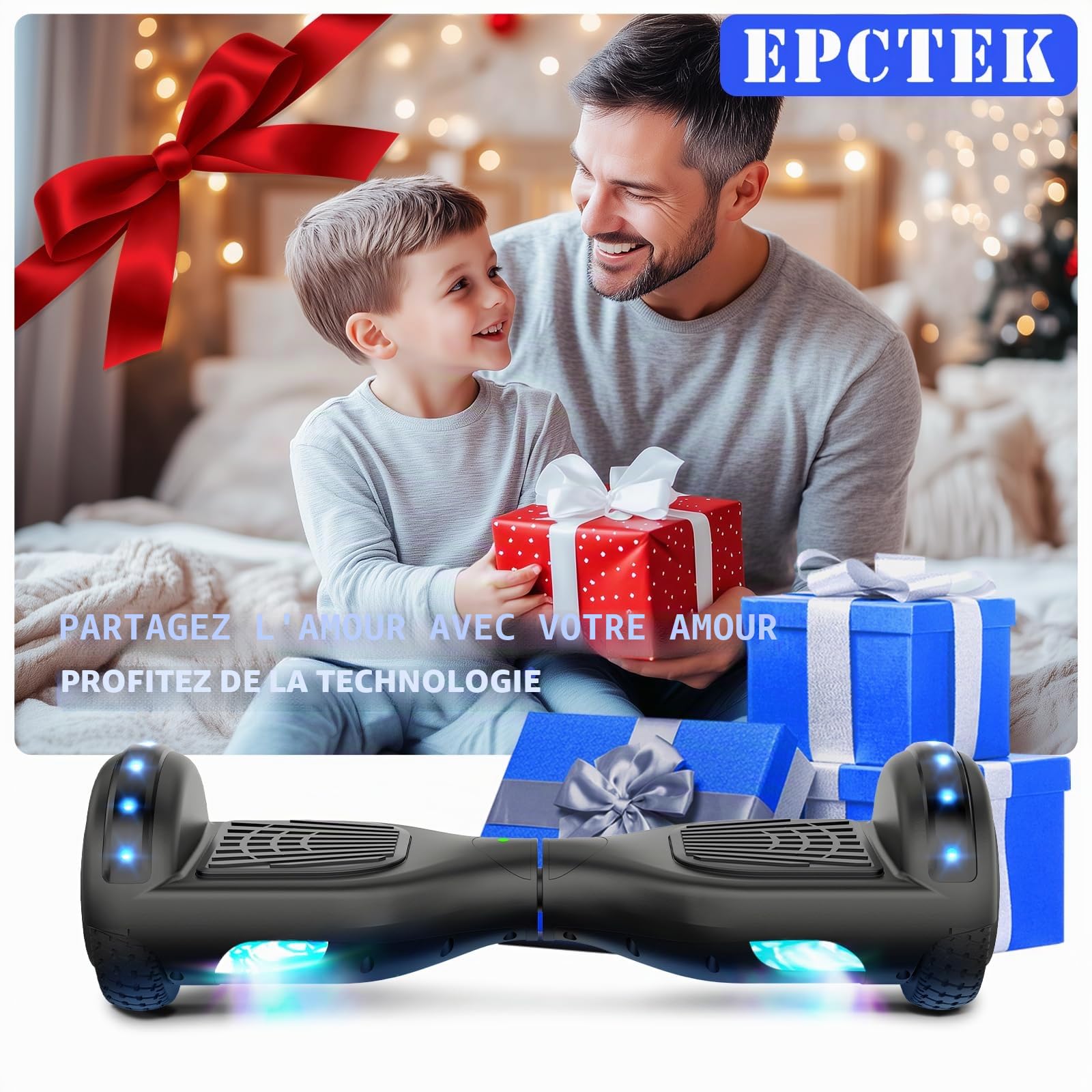 SISIGAD Hoverboard Overboard 6,5" avec LED/Bluetooth, skateboard, hoverboard, cadeau pour enfants