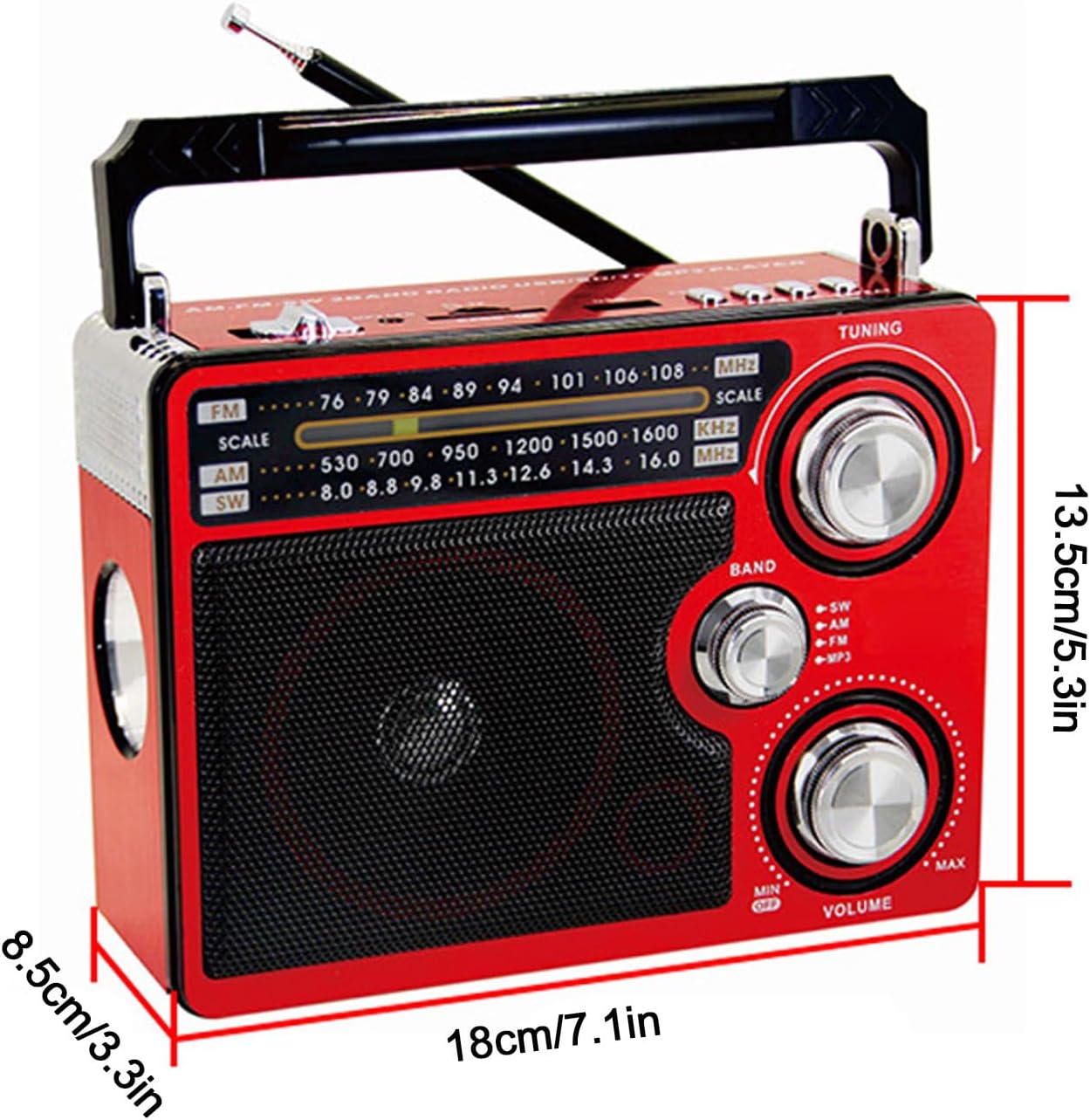 EBTOOLS Portable Full Band Radio, AM FM SW Receiver with Telescopic Antenna and Carry Strap, for Home Travel Camping (US Plug)