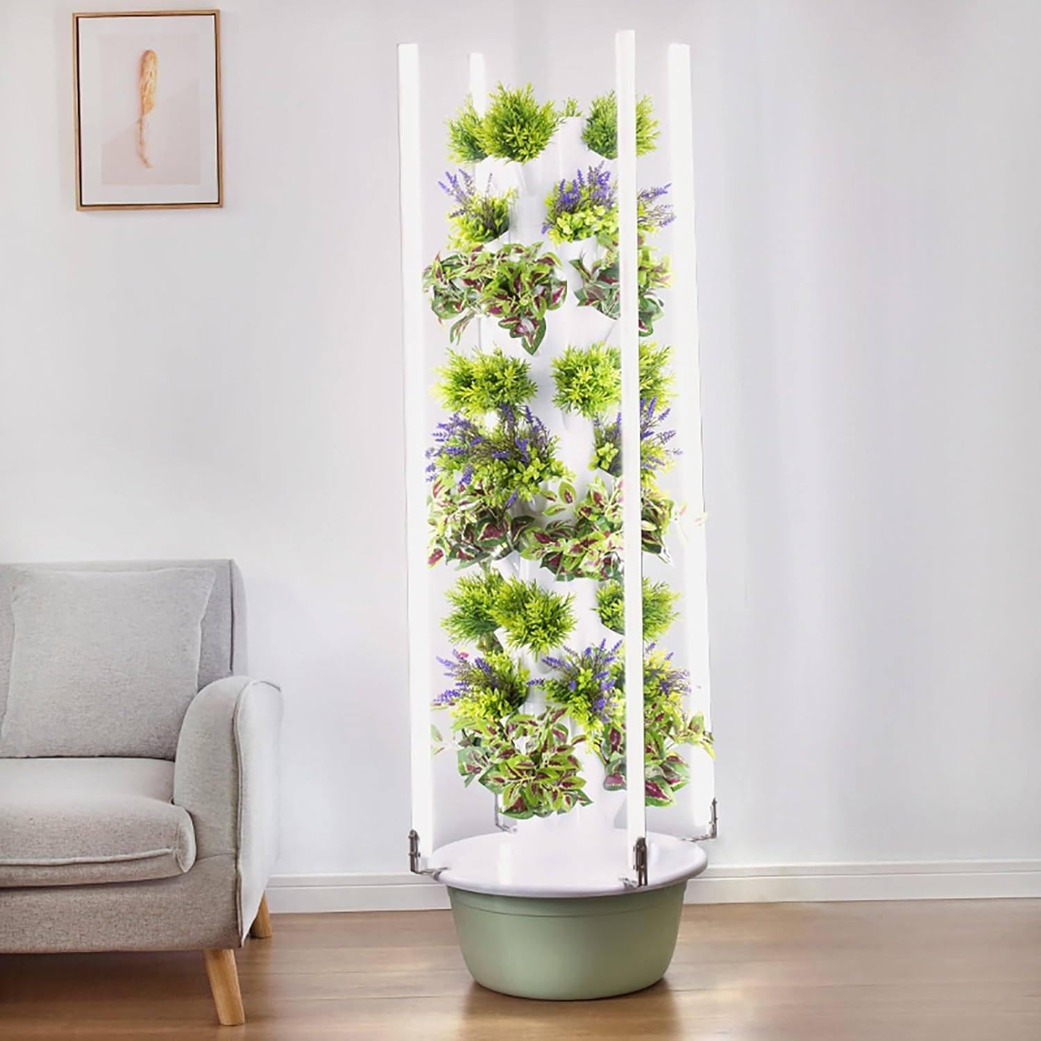 Kit de sis-Tema de Cultivo hidropónico Vertical para jardín de Torre, con macetas de 20, 28 y 36, con Tanque y sis-Tema de Cultivo hidropónico para jardinería Interior,28pods
