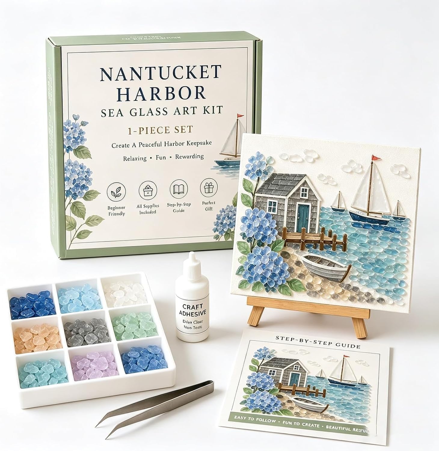 Sea Glass Art Kit | Seaglass DIY Mosaic Art Craft Kits for Adults