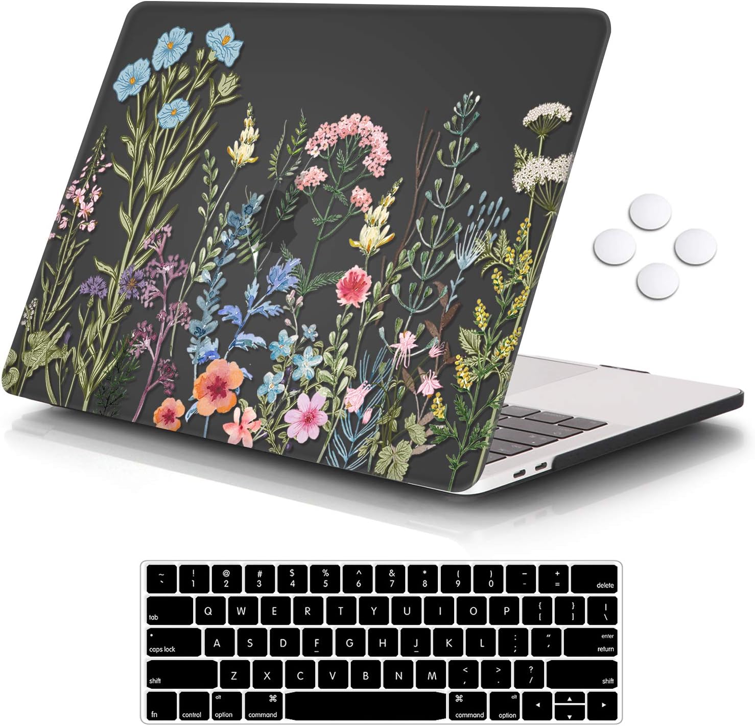 iCasso Compatible with MacBook Pro 13 inch Case 2022 2021-2016 Release A2338 M2/M1/A2251/A2289/A2159/A1706/A1708, Plastic Hard Shell Case with 5 Rows Keyboard Cover for MacBook Pro 13"-Black Weeds