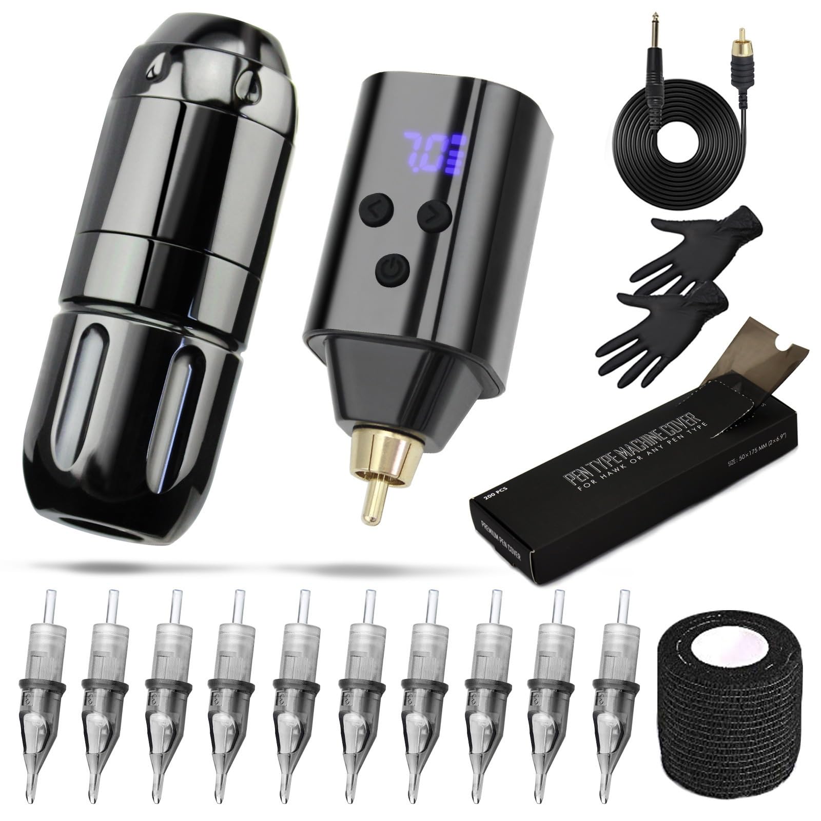 Machine à tatouer rotative avec alimentation sans fil et câble RCA inclus pour lignes et ombrages