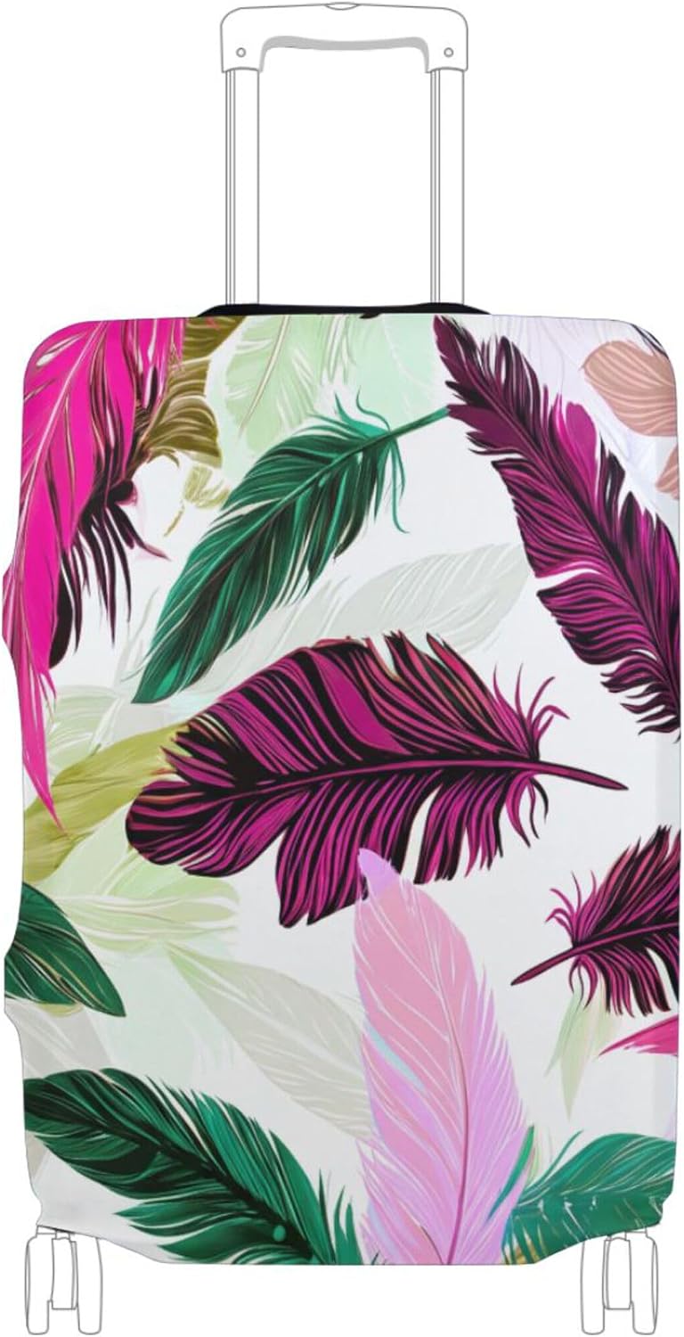 Joisal Suitcase Covers for Luggage Protector Personalized Funny Travel Gifts Luggage Sleeve Colorful Feathers, S, Fits 18-20 Inch Case