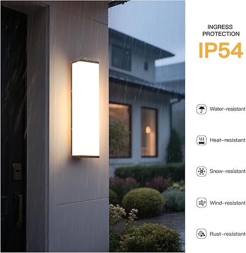 Miniatura 4 de Luces de pared para exteriores, lámpara de pared exterior de 20 pulgadas cableada, 3000 K modernas luces impermeables, lámpara de porche grande para