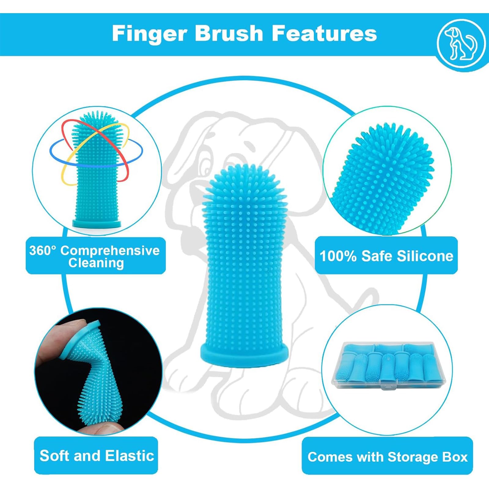 10Pcs Dog Toothbrush, 360º Dog Finger Toothbrush - Image 2