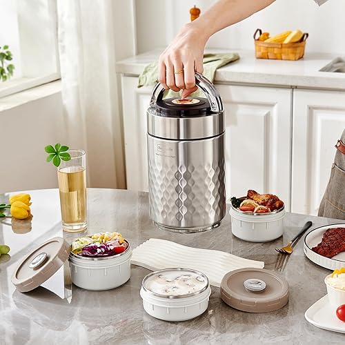 Miniatura 6 de Recipientes de acero inoxidable de 67 onzas con aislamiento al vacío de boca ancha para sopa y comida caliente, contenedor de comida caliente con