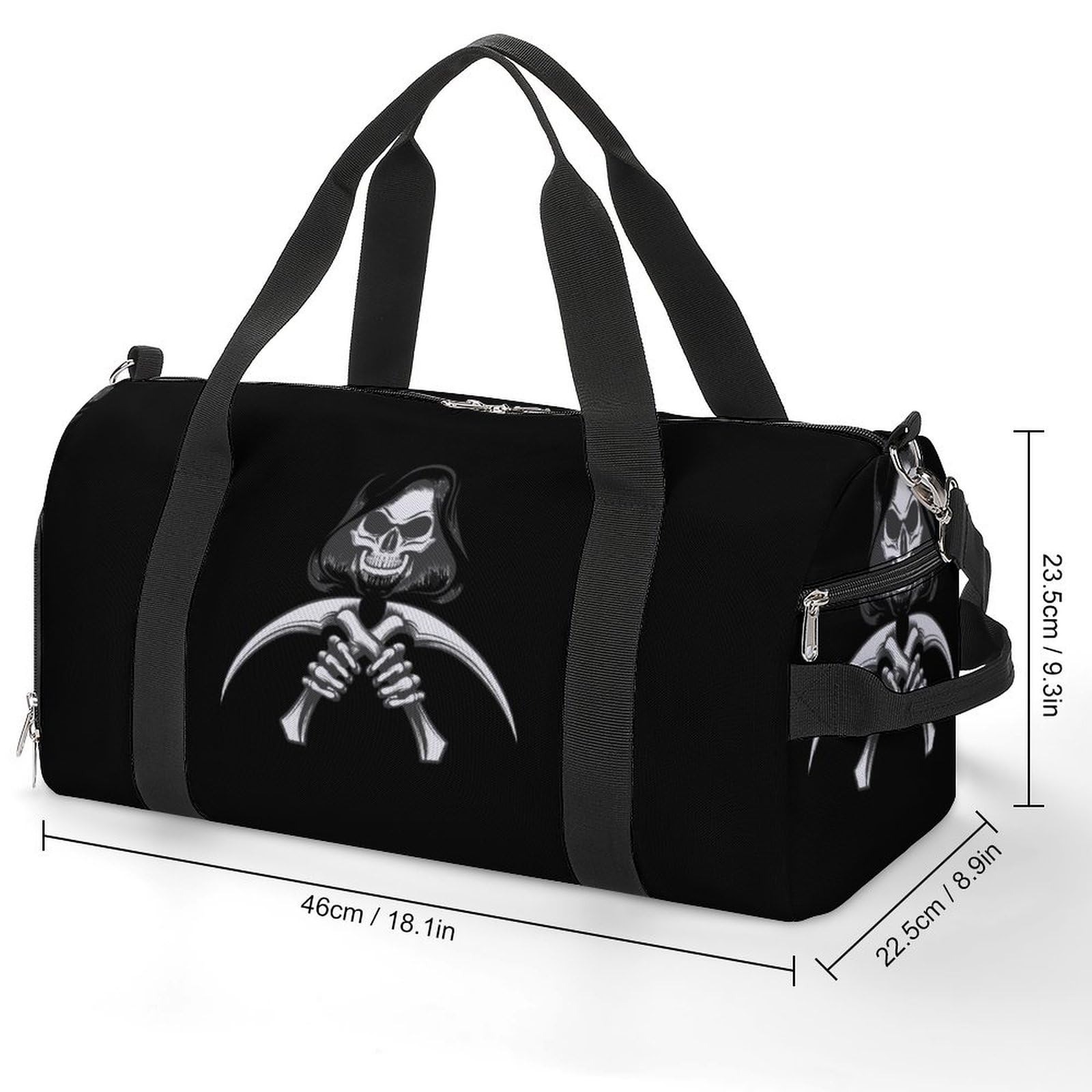 Death Grim Reaper Gym Bag for Men Women Travel Duffle Bags with Shoes Compartment Swim Dance Yoga
