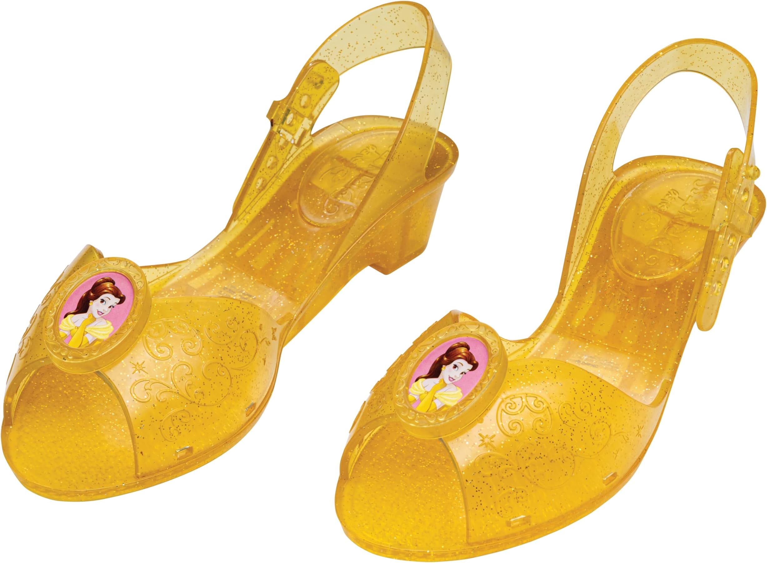 Belle Jelly Shoes, Official Disney Princess Costume Shoes with Belle Emblem, Kids Size 11/12 Medium