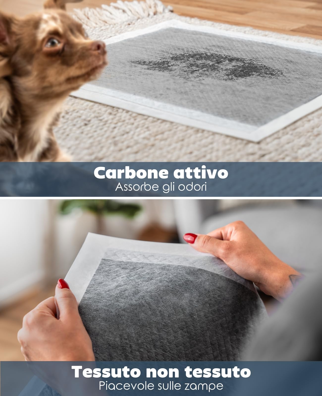 lionto Tappetini per cuccioli in fibra di carbonio, pads di allenamento a 6 strati con strisce adesive, 100 pezzi 60x90 cm, alta capacità di assorbimento per animali malati e incontinenti, nero/bianco