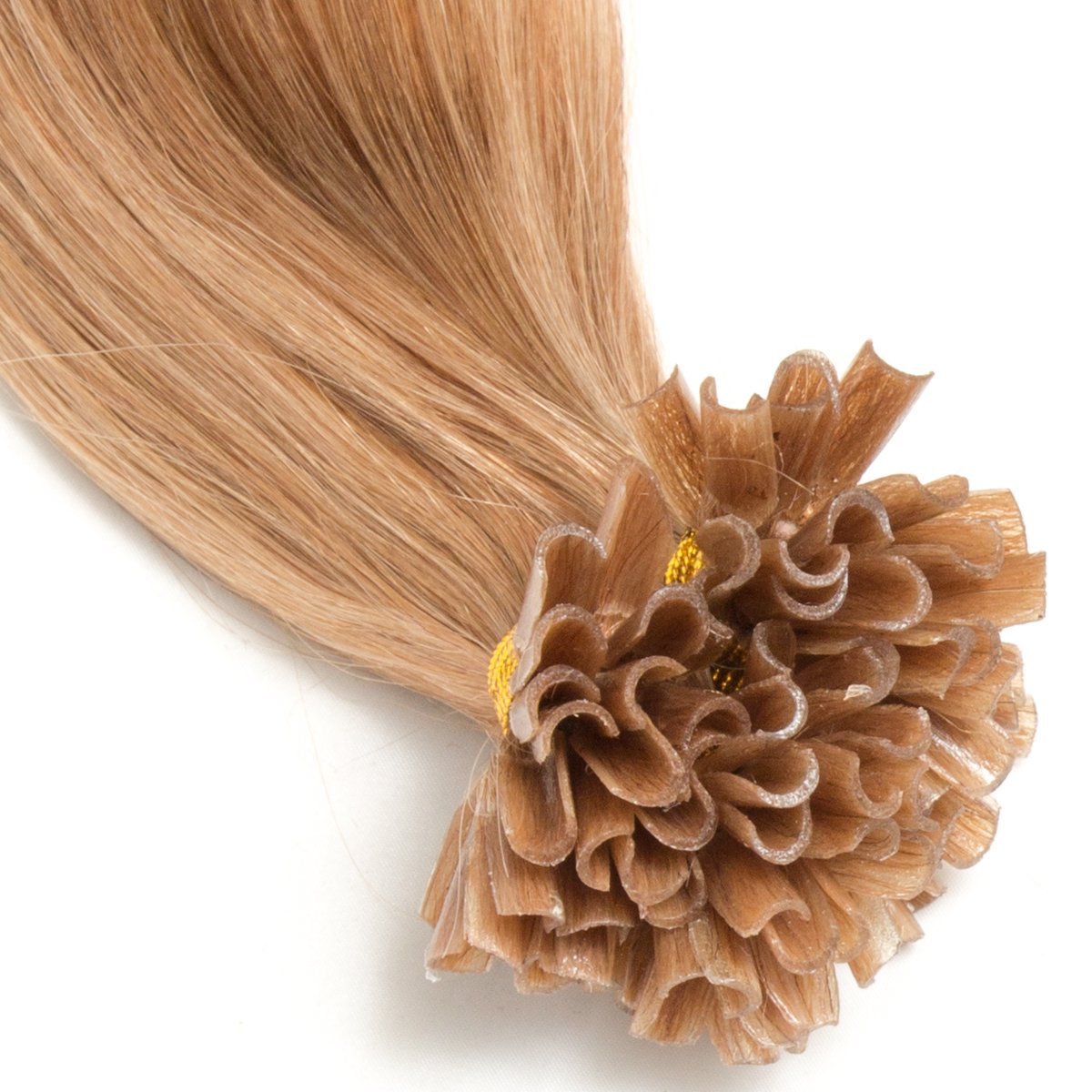 Dunkelblonde Bonding Extensions aus 100% Remy Echthaar 150 0,5g 50cm Glatte Strähnen - Lange Haare mit Keratin Bondings U-Tip als Haarverlängerung und Haarverdichtung in der Farbe #18 Dunkelblond