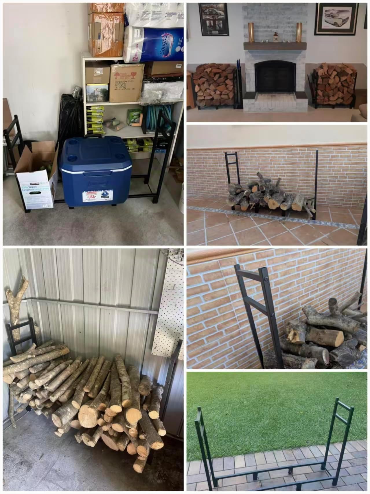 Scaffale Per Legna Da Ardere In Metallo,Scaffale Portalegna Da Esterno,114x25x80cm,Supporto Legna Da Ardere Regolabile,Supporto Impilabile,Per Giardino, Terrazza, Portico,Accanto Al Camino