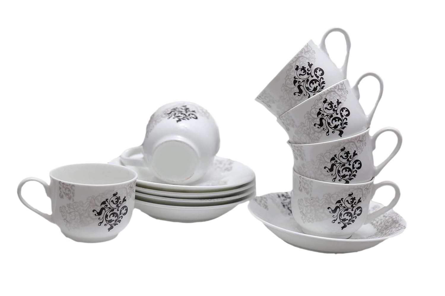Buy KMART Khodiyar Indian Ceramic Tea 6 Cups, Mugs and 6 Saucer (White