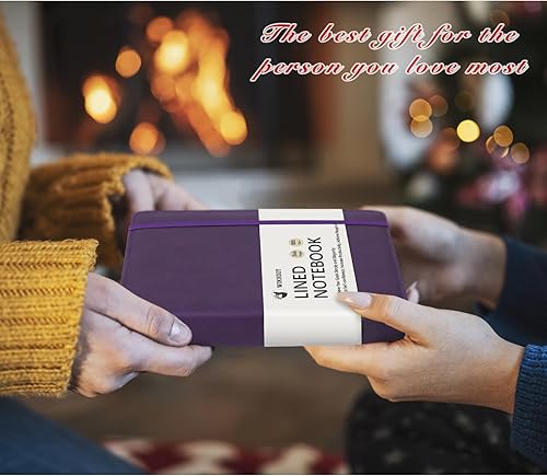 Miniatura 7 de Cuaderno de diario rayado, 366 páginas, diarios de tapa dura de cuero para escribir grueso A5, cuaderno clásico con rayas universitarias con lazo