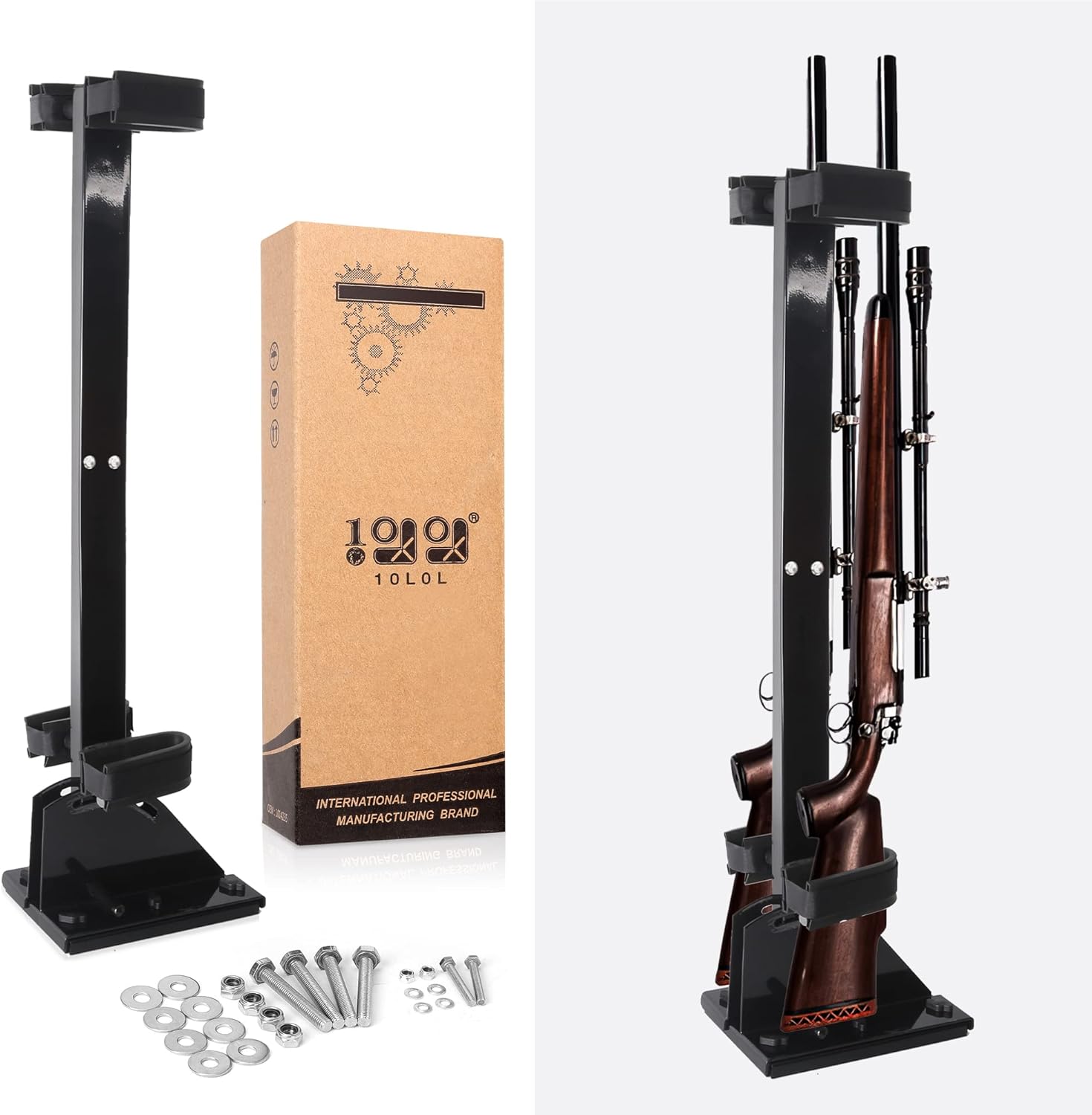 10L0L Universal Golf Cart Gun Holder 50 Degree Rotatable Compatible with Golf Cart Club Car EZGO UTV ATV Stand Up Gun Rack Gun Mount