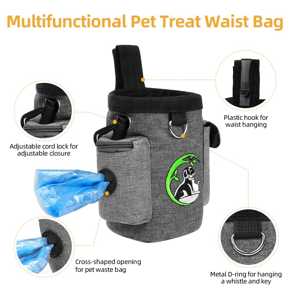 Adiwo Small Dog Treat Bags, Dog Treat Pouch Bag Including Waist Belt and Training Clicker, Adjustable Drawcord Closure - Image 4
