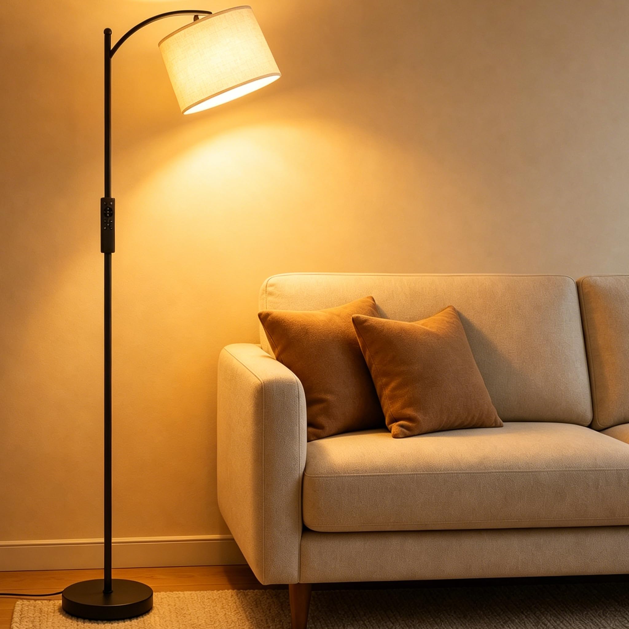 ARTETHYS Floor Lamp, Floor Lamps for Living Room, Standing Lamp with Remote, Adjustable Standard Tall Lamps with 3 Color LED Bulb, Black