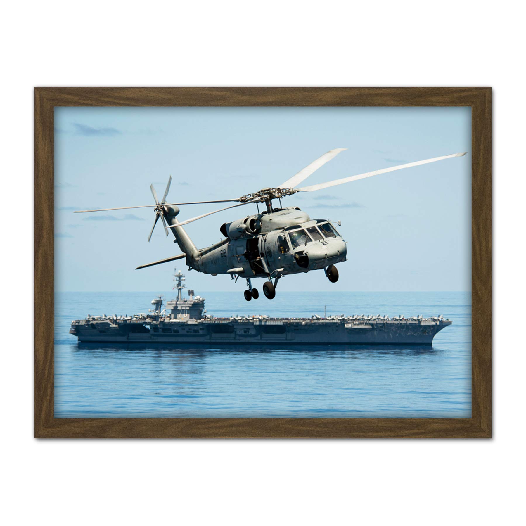 Artery8 Military USA SH-60F Sea Hawk Helicopter Artwork Framed Wall Art Print 18X24 Inch