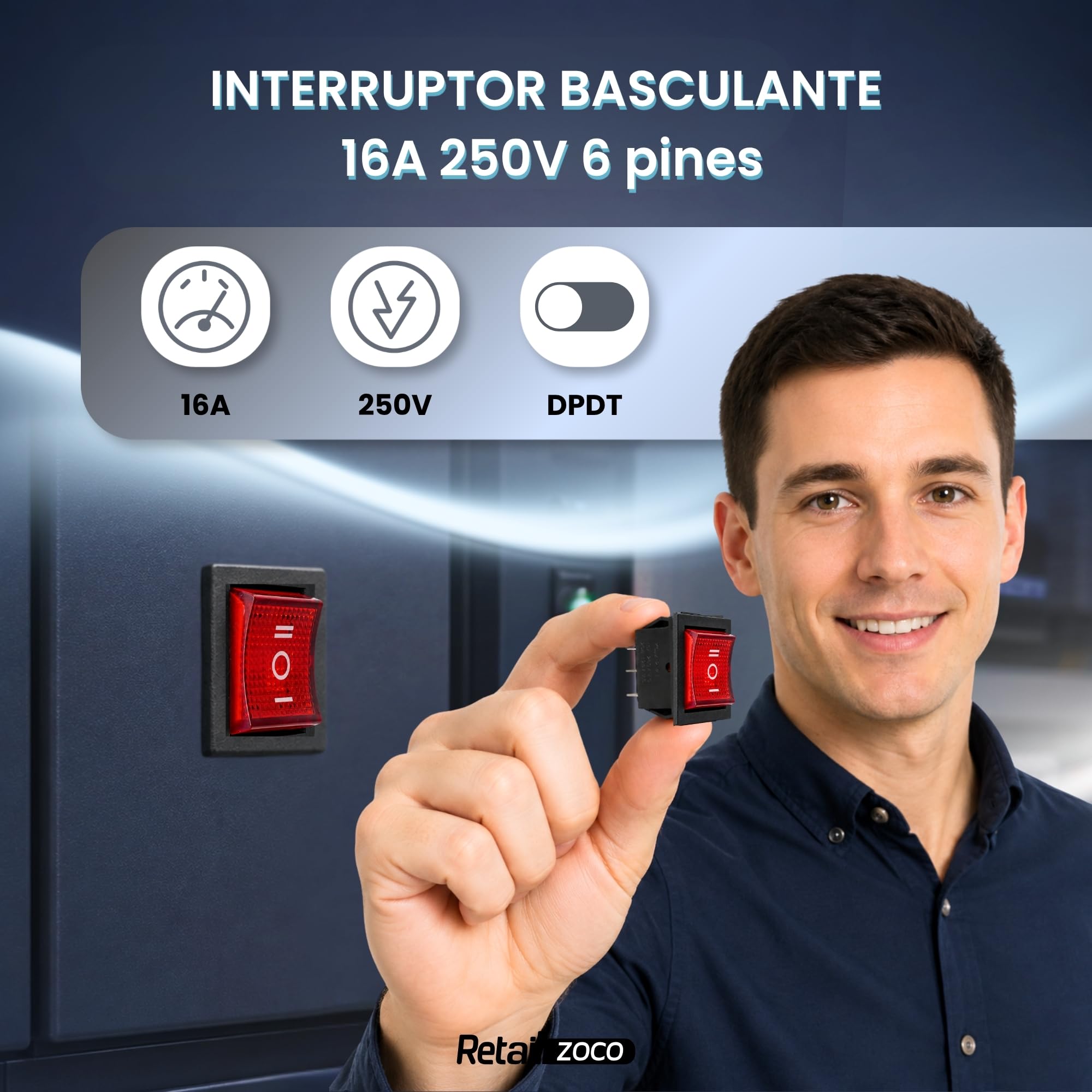 Interruptor Basculante DPDT ON/OFF/ON 6 pin, 1 Unidad - imagen 5