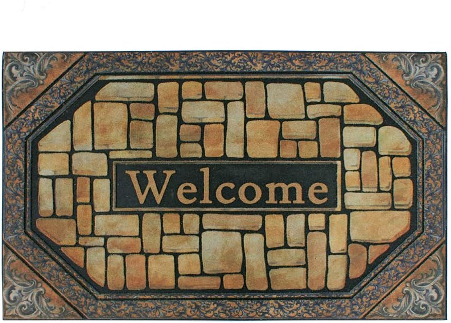 Front Door Mat Entrance Rug Floor Mats, Waterproof Floor Mat Shoes Scraper Doormat, 18''x30'' Patio Rug Dirt Debris Mud Trapper Outdoor Welcome Door Mat Carpet (Welcome)