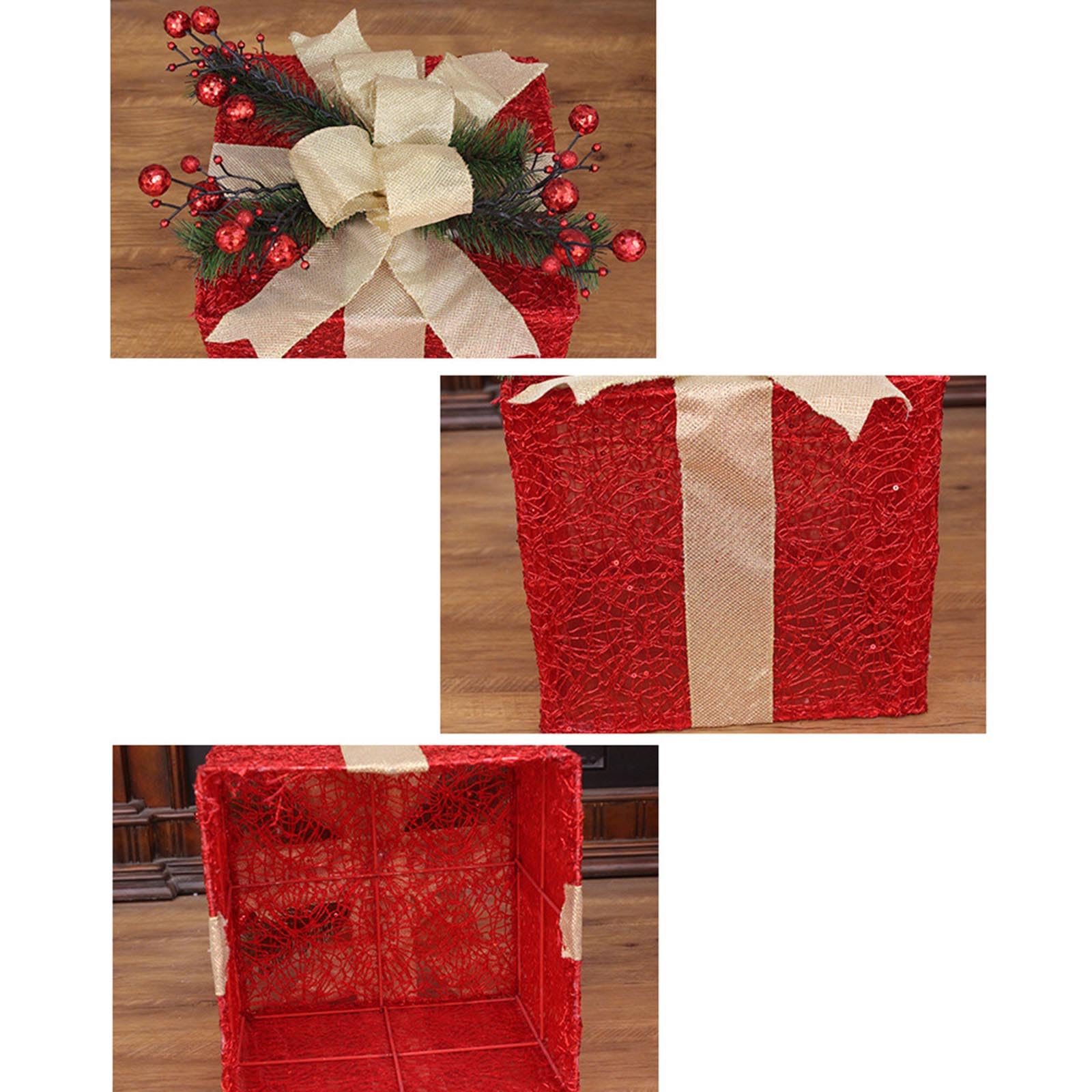 3 scatole Regalo Natale con Scatola Regalo con Fiocco e Ornamento sotto l ' Albero per Decorazioni Natalizie per la casa e Giardino