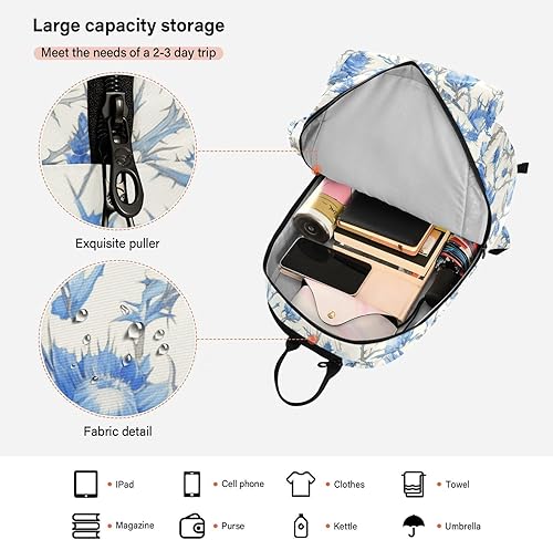 Miniatura 6 de Raqueta de tenis mochila impermeable retro azul rosas blancas y cardos y espinas bolsa de gimnasio mochila de viaje para mujeres, hombres,