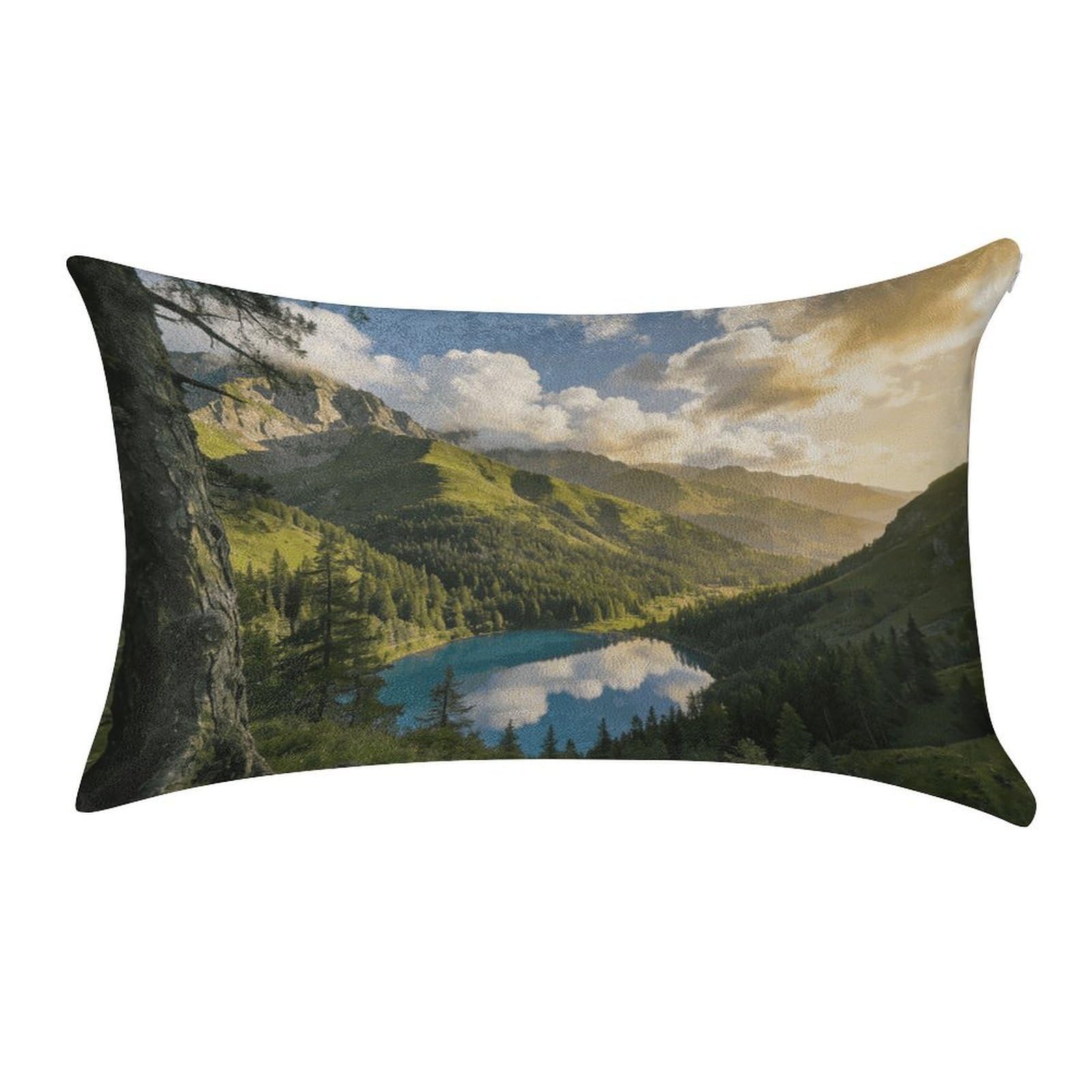 Fodpand Style Mountain Mirror Pillowcase,Elegant Designed Home Decor,Velvet Pillowcase,Soft And Cozy,Pillow Case Cover With Hidden Zipper For Bedroom, Sofa, Couch