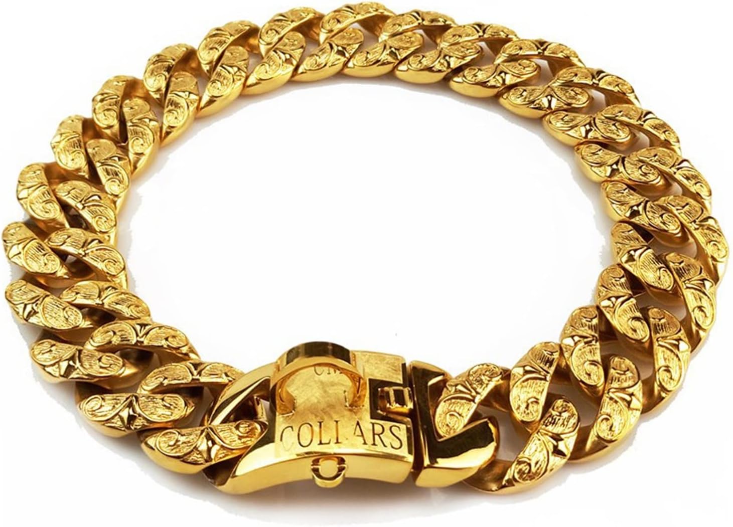 犬の襟 キャストチェーンドッグチェーンラージドッグステンレス鋼金属襟 ペット用品 Color