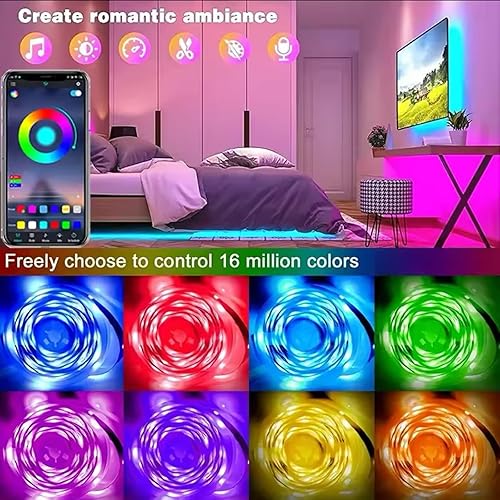 Miniatura 2 de Luz LED para TV, tira de luz RGB que cambia de color, tira de luz de TV con control remoto USB para TV de 32 a 80 pulgadas, instalación rápida de