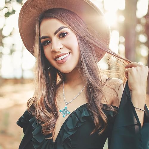 Miniatura 7 de Eusense Joyería turquesa para mujeres y hombres, collar de turquesa de plata de ley 925, joyería occidental, hecho a mano