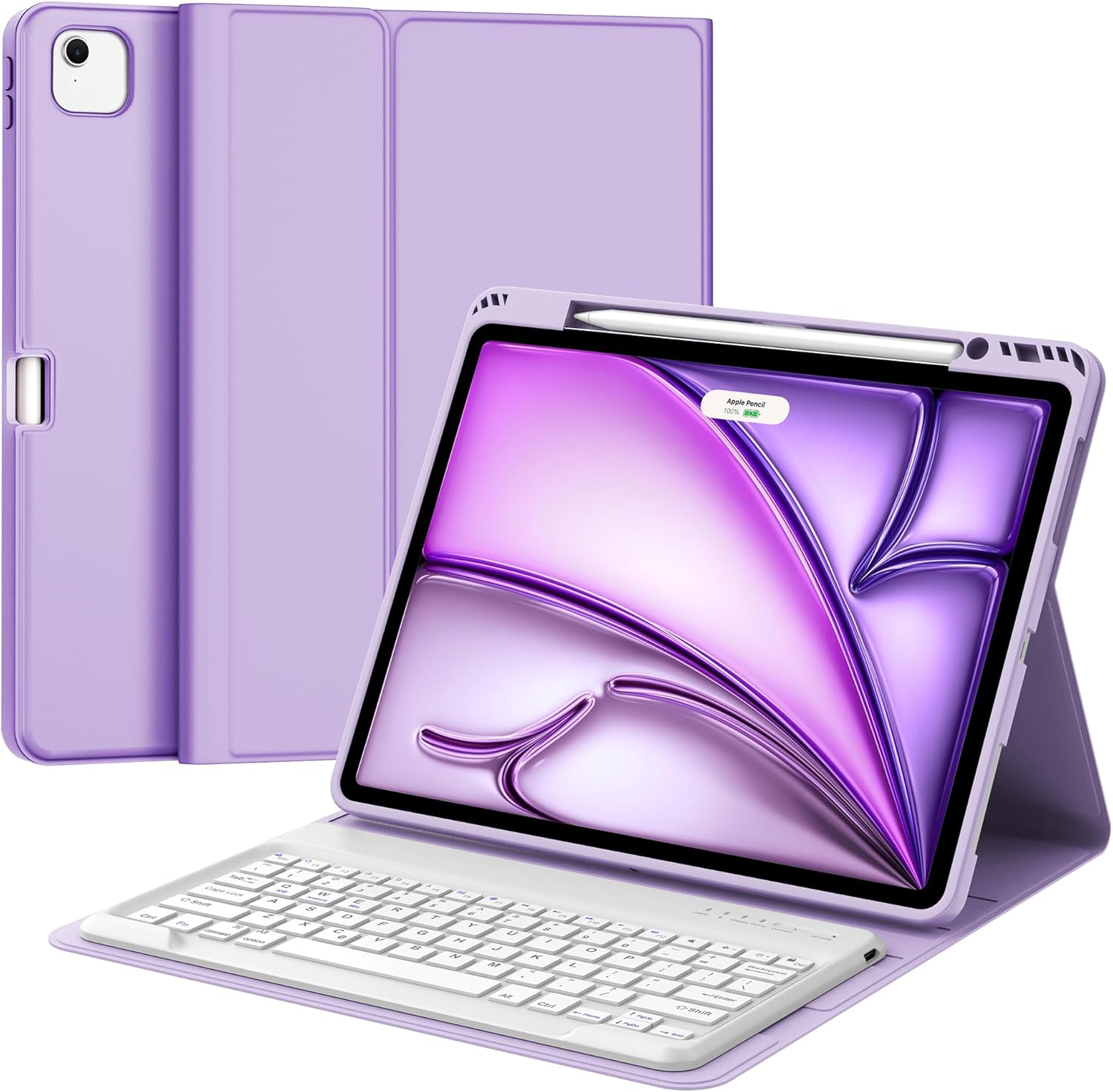Keyboard Case for iPad Air 13 inch (M4 2026/M3 2025/M2 2024), Magnetic Detachable Slim Keyboard, Precise Cutouts Folio Cover Case with Pencil Holder, Adjustable Angles, Auto Sleep/Wake,Light Purple