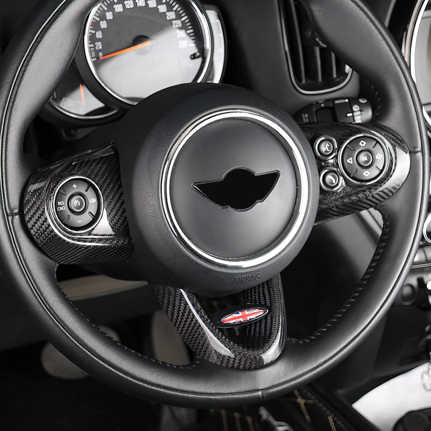 AIRSPEED Carbon Fiber Car Steering Wheel Button Stickers for Mini Cooper Clubman F54 F55 F56 F60 Countryman Cabrio F57 Accessories, Deluxe version