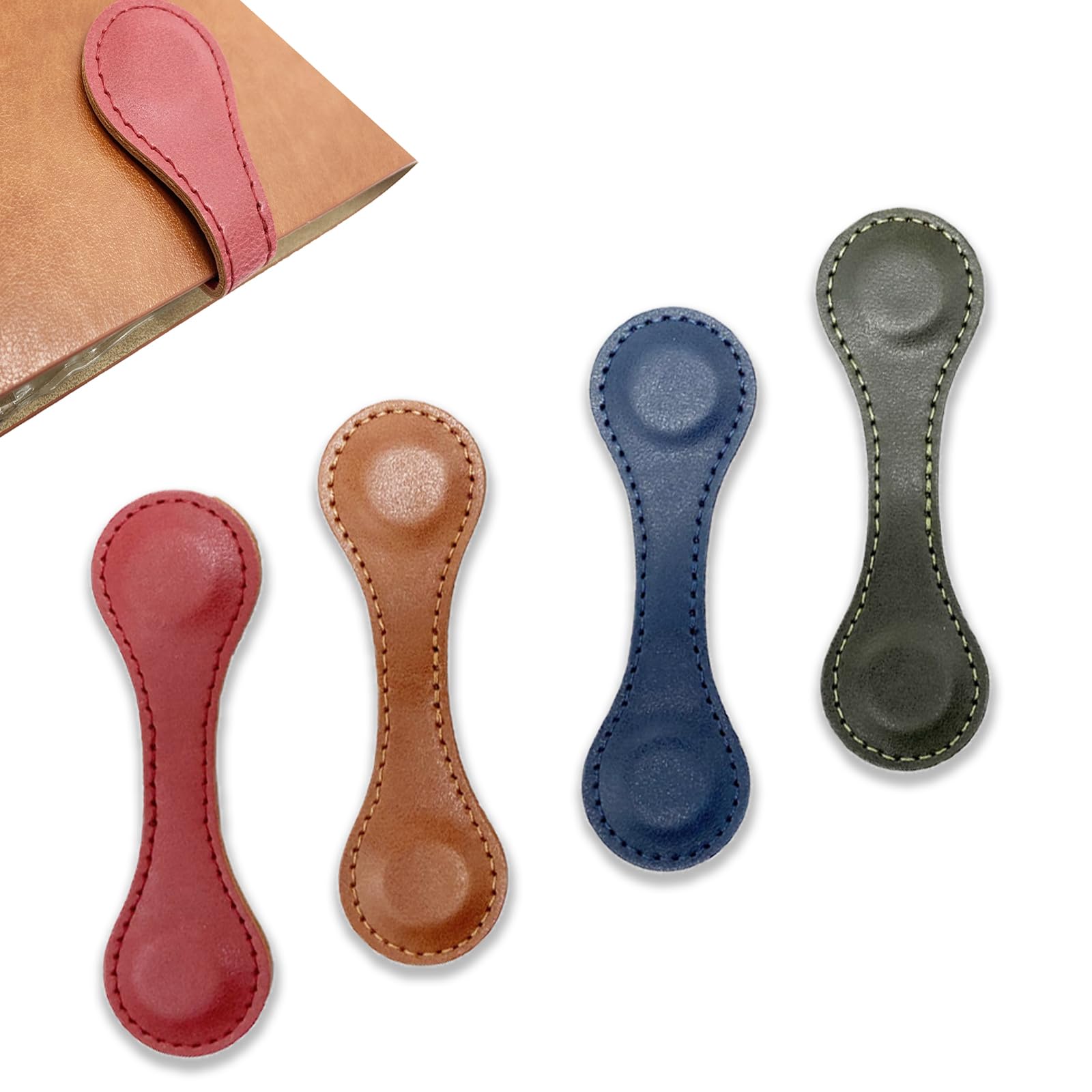 Kaizuca 4 Pcs Magnetic Bookmarks,Double-Sided Magnetic Retro Bookmark,Personalized Faux Leather Pu Book Mark,Portable Bookmarks Gift for Family or Friends