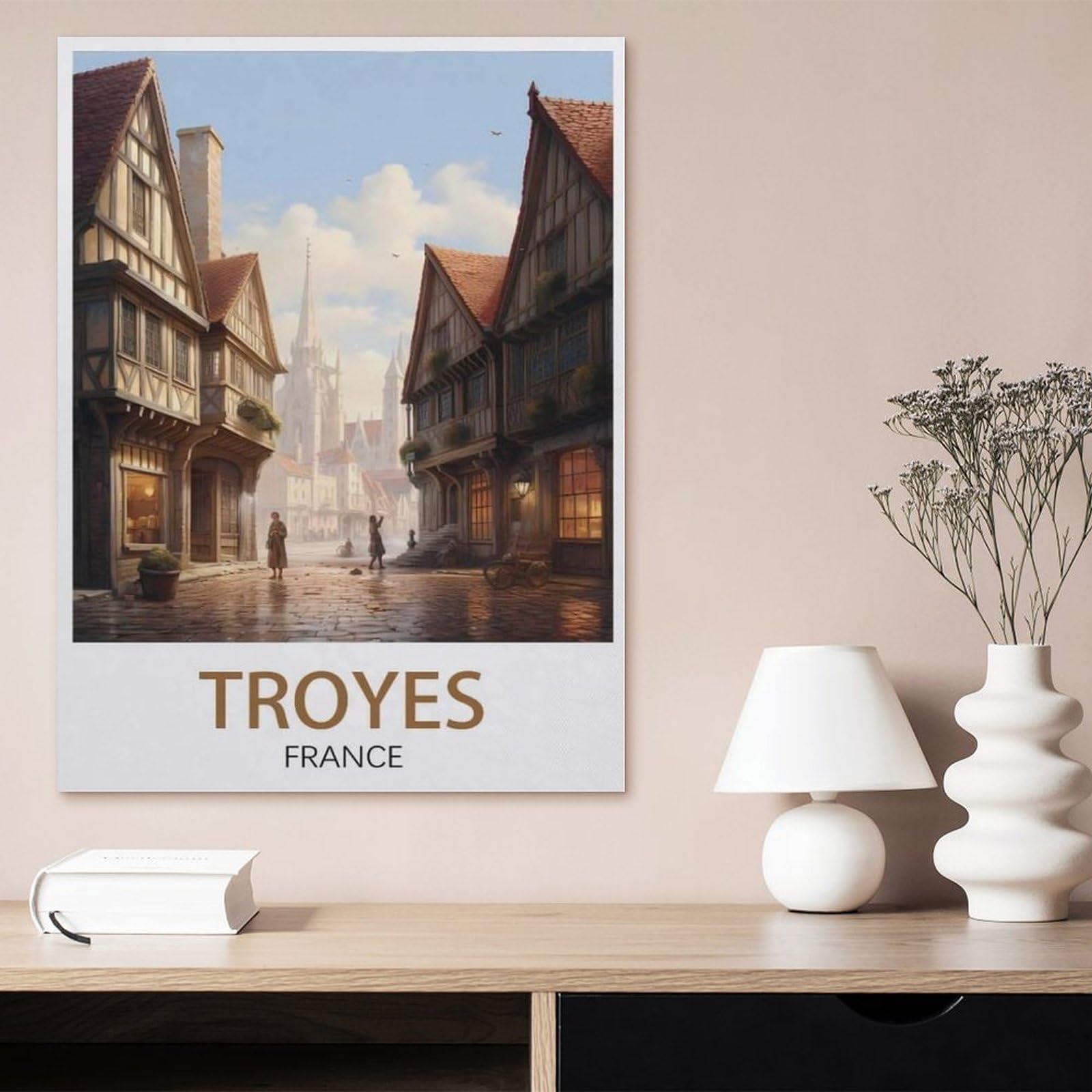 Puzzles pour Adultes 1000 Pièces,Image De Puzzle en Holz pour Adultes，Troyes France Vintage Travel Poster，Puzzles pour Enfants Jeux Éducatifs Jouets Joli Cadeau,Puzzles Classiques（75x50cm）-AO21