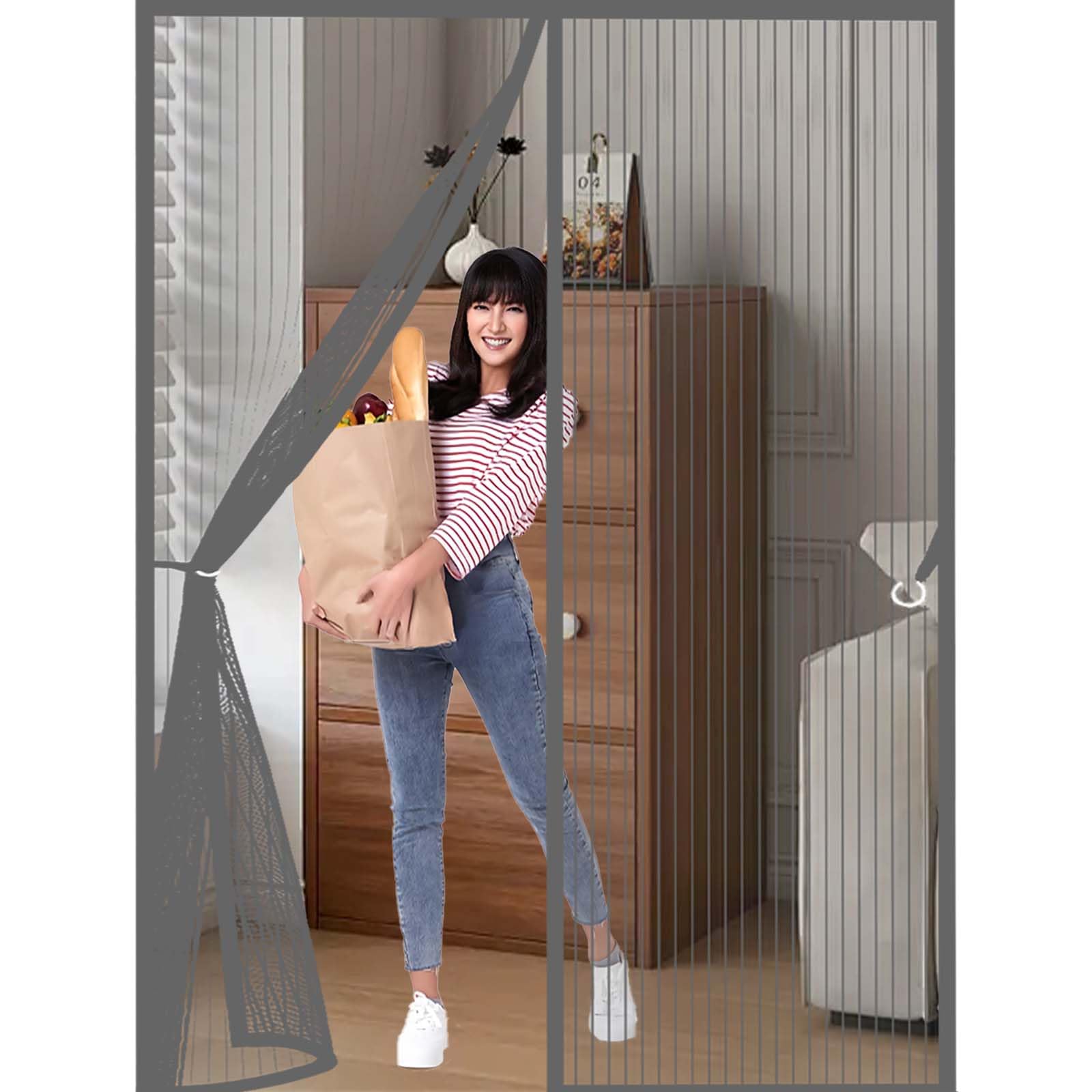 Porte moustiquaire magnétique à fermeture automatique puissante