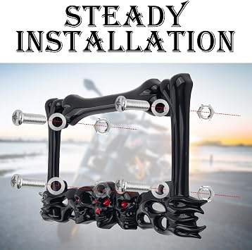 2026 New Cool Skull Motorcycle License Plate Frame,Motorcycle License Plate Holder Kit Includes Screws,Nuts,Caps,ABS Resin Motorcycles Plates Frame Fits 7x4 Inch Standard Plates