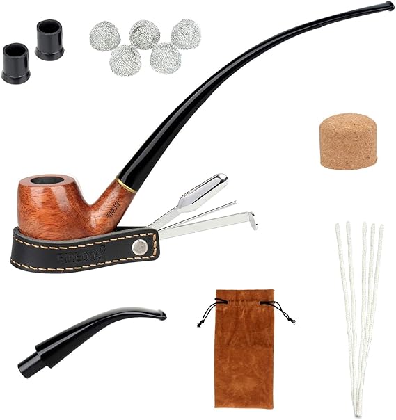FIREDOG Tobacco Pipe Kit, Smoking 2in1 Churchwarden Pipe