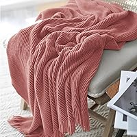 Vista 303 de inhand Knitted Throw Blankets for Couch and Bed, Soft Cozy Knit Blanket with Tassel, Black Lightweight Decorative Blankets and Throws, Farmhouse