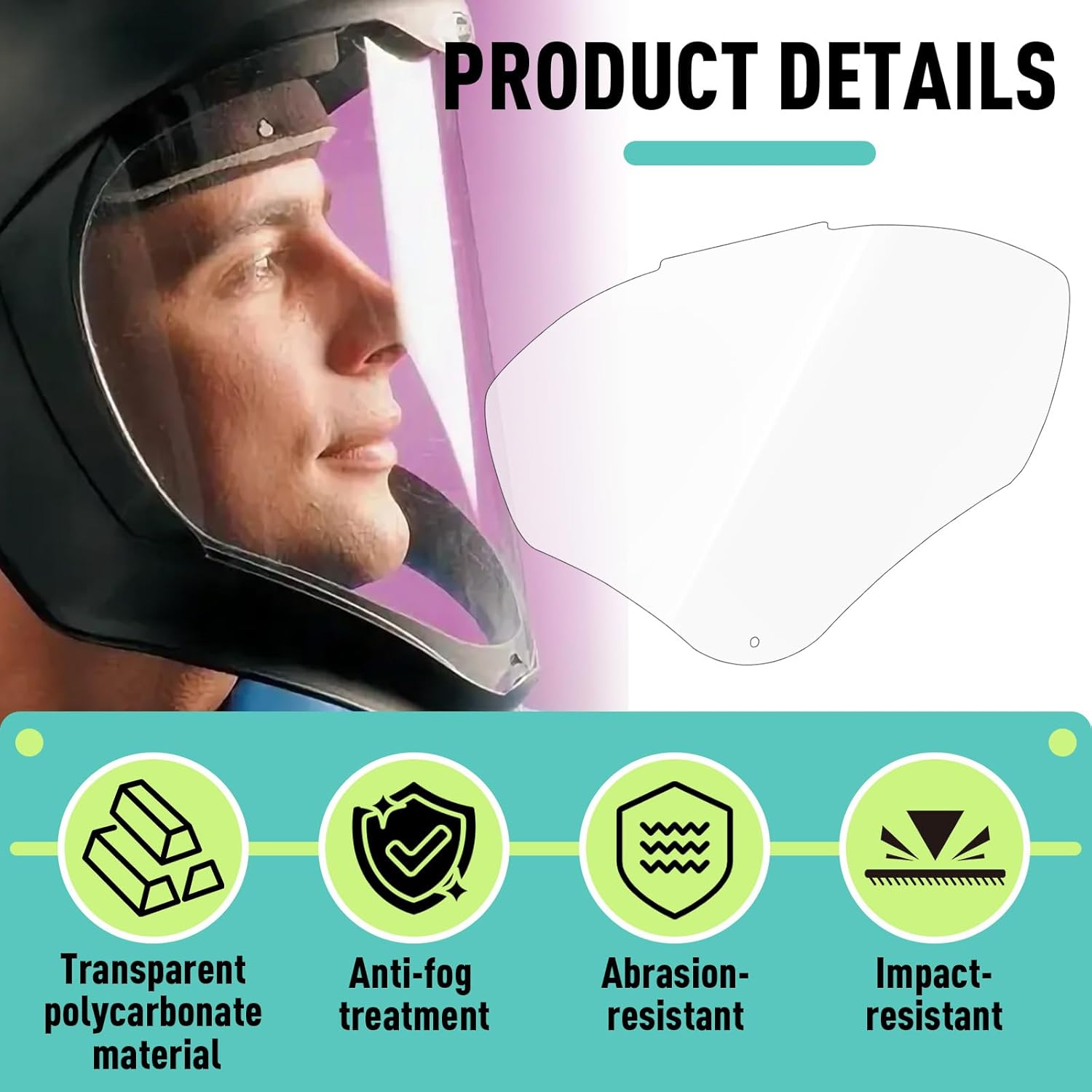 4 Pcs S8555 Face Shield Replacement Lens Compatible with Honeywell/Uvex S8500/S8510 Face Shield, with Clear Polycarbonate, Protective Safety Visor Replacement, Anti-fog - Image 4