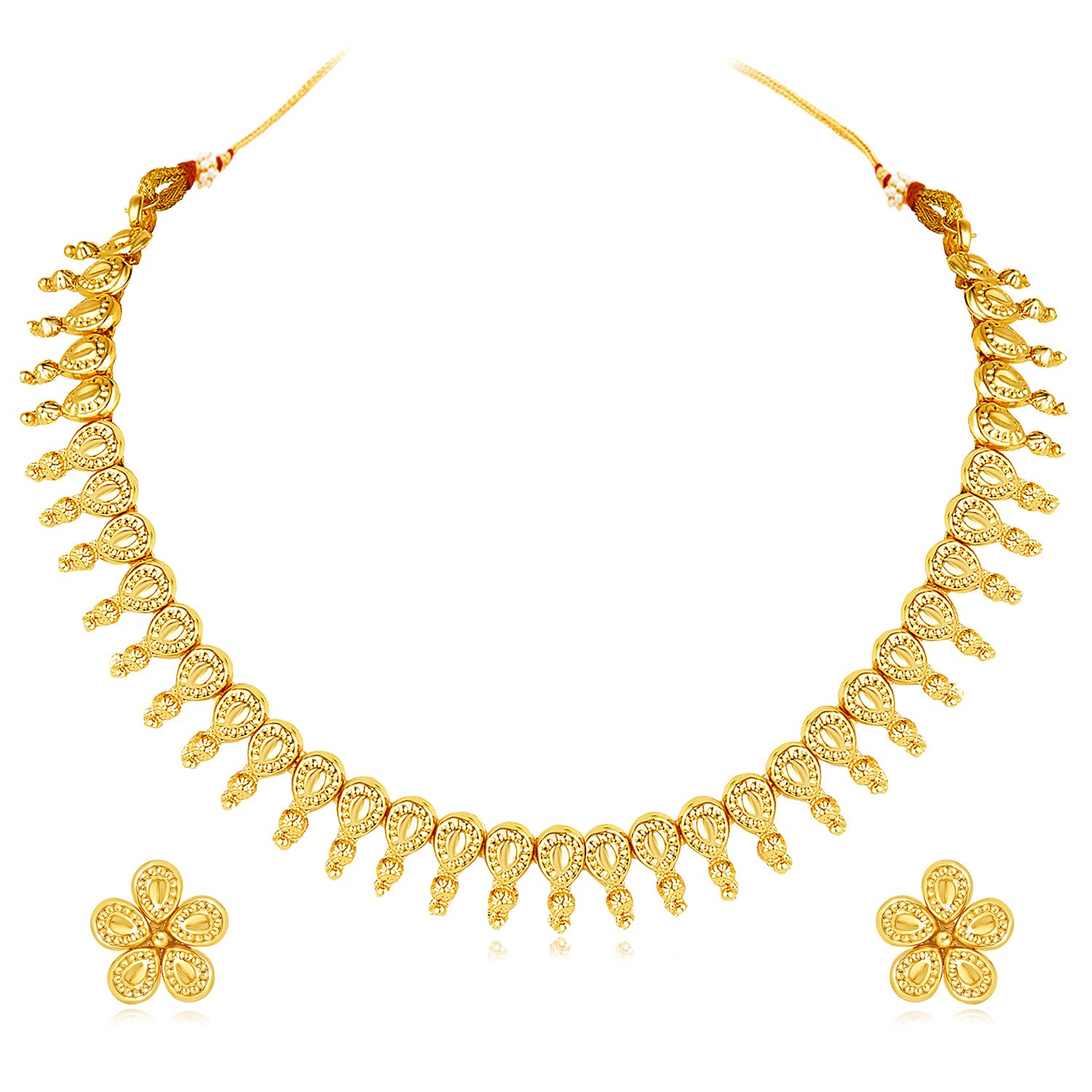 Peora Gold Plated Fancy Choker Necklace & Floral Stud Earrings Traditional Jewellery Set Gift for Women & Girls (B0D79B6RWN) Amazon Price History, Amazon Price Tracker