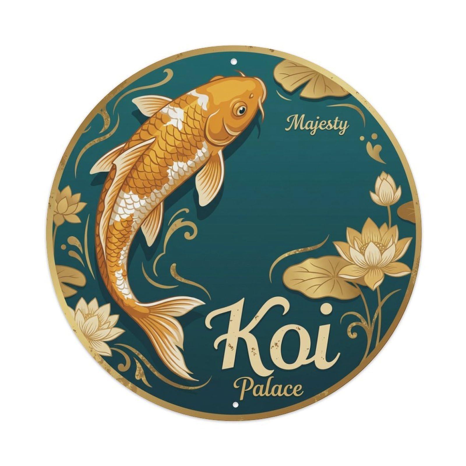 Tgrcjimh Style Metal Tin Sign Koi Fish Majesty Palace Royal Waters