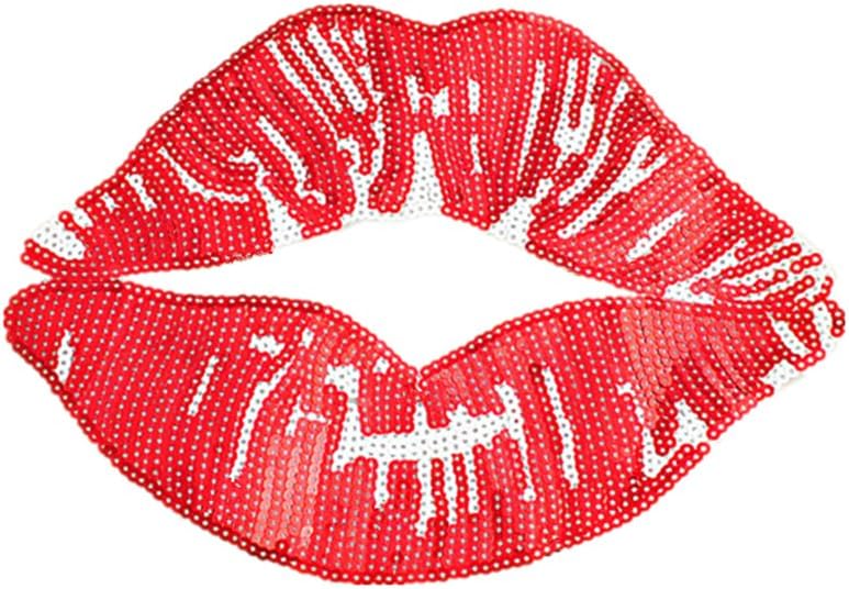 10" Large Sequin Iron On Patches Pack of 2 Bling Sexy Lip Decorative Patches
