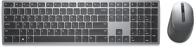 Dell KM7321W Premier Multi-Device Wireless Keyboard and Mouse, UK (QWERTY), 2.4GHz, Bluetooth 5.0, 128-bit AES Encryption, 4000 dpi, Compatible with Windows, Mac, Linux, Chrome and Android, (Grey)